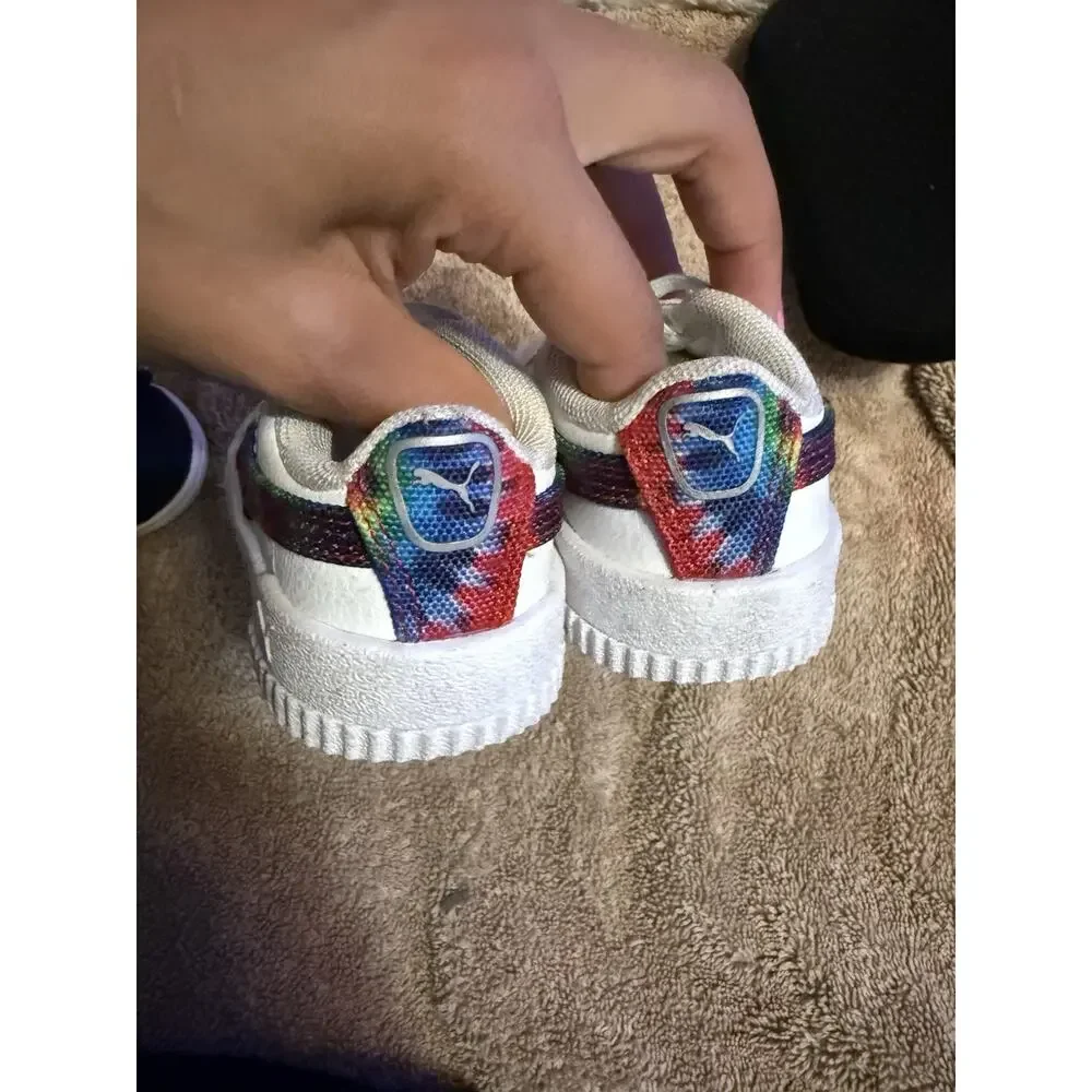 bundle- PUMA girl baby Sneakers size 4C , & blue flower shoes size 3C